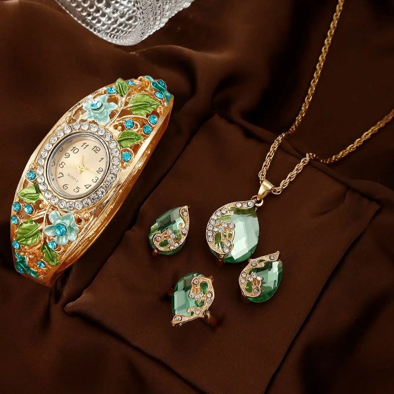 طقم ساعة كوارتز نسائية فاخر